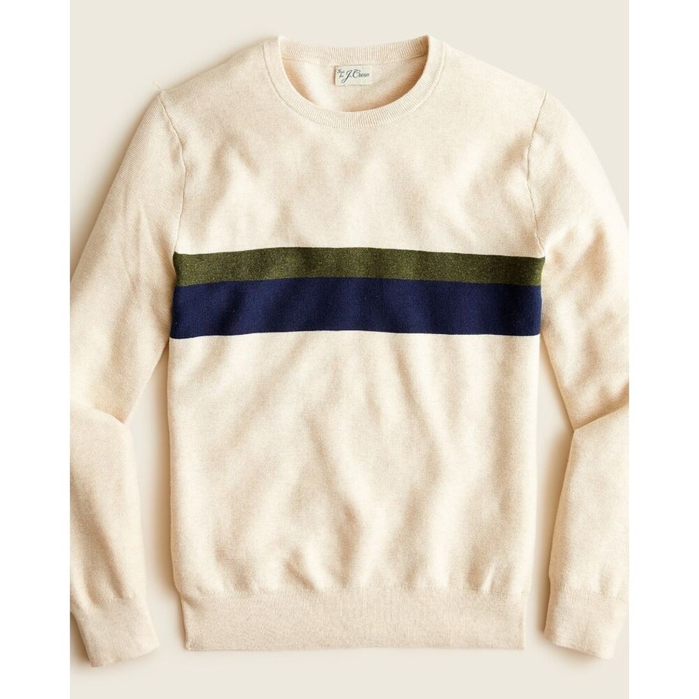 J. Crew Mens Striped Garter Stitch Cotton Sweater Size XL